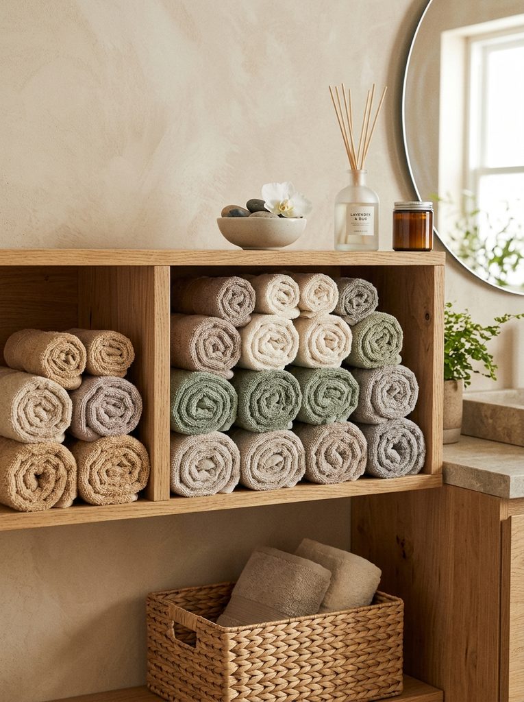 Roll Towell with Floating Shelf Decor
