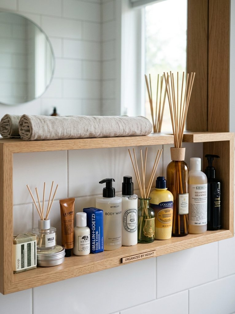 Group bottle with Floating Shelf Decor