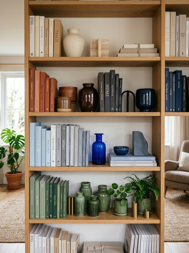 Color blocking with Floating Shelf Decor