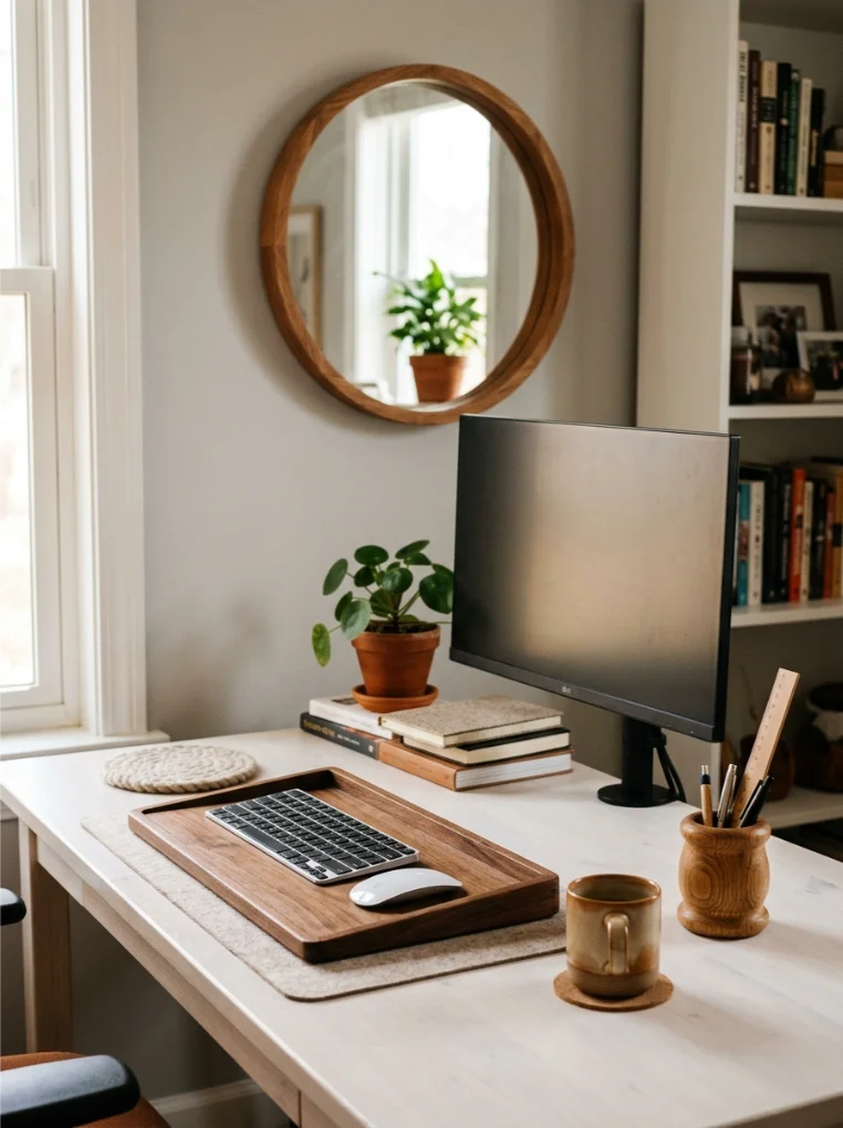 Wood warm tones with Japandi Home Office