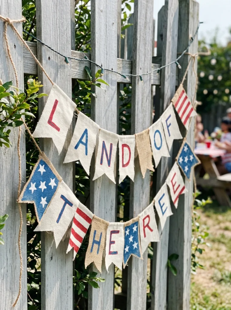 Patriotic Banner with Memorial Day Decoration