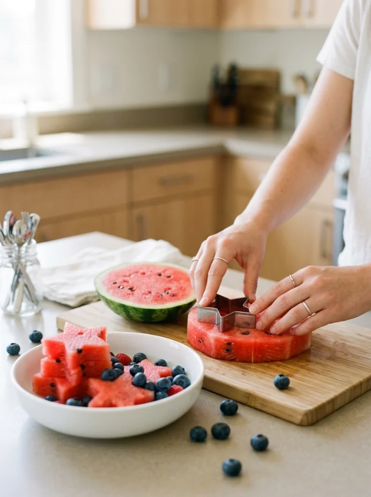 Star-Shaped Watermelon with Memorial Day Decoration