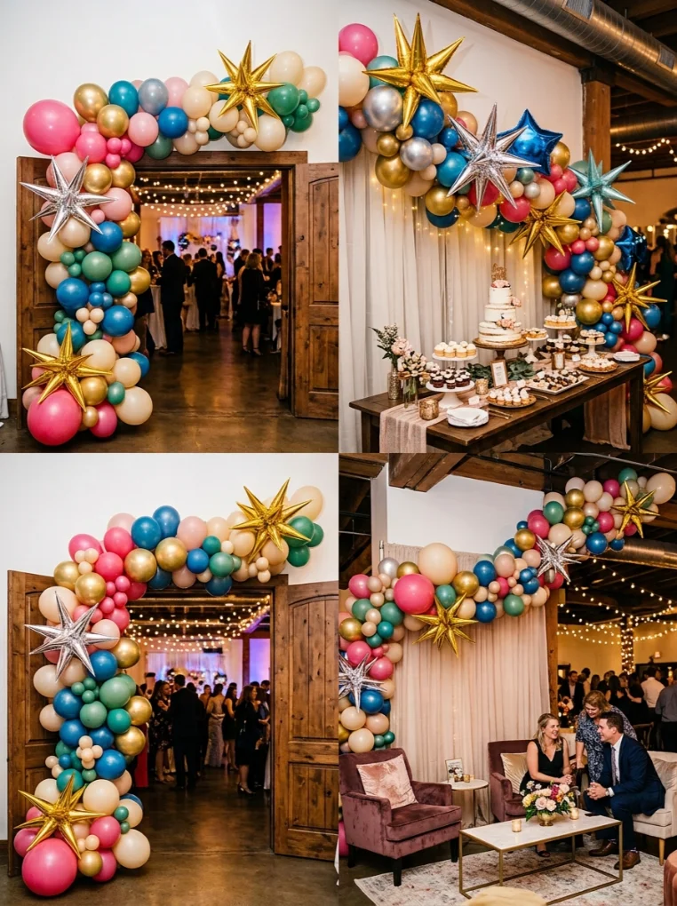 Balloon Garland in Red, White, and Blue with Memorial Day Decoration
