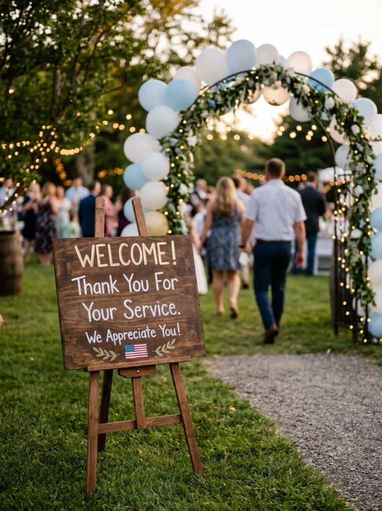 Chalkboard or Printable Welcome Sign with Memorial Day Decoration