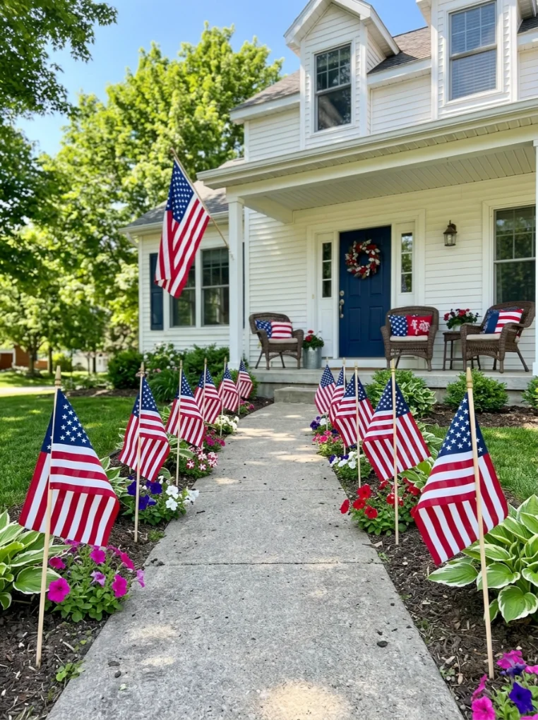 Small Flags with Memorial Day Decoration