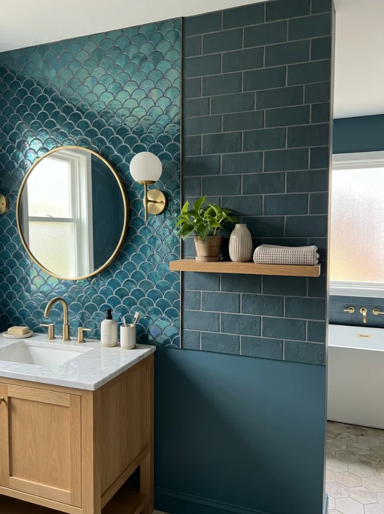 Mixed Textures of Mermaid on One Wall 