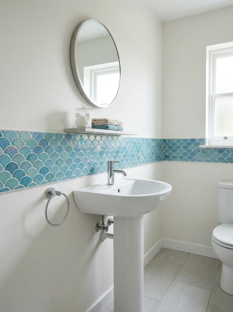 Bathroom Accent Strip with Mermaid Dsign