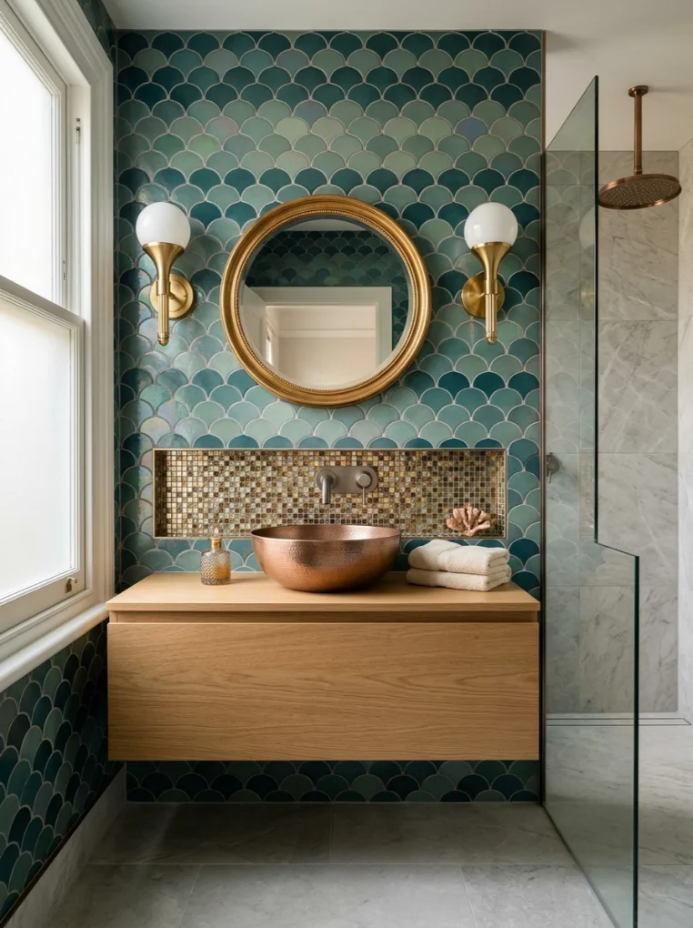 Metallic Mermaid Tiles for a Luxury Touch