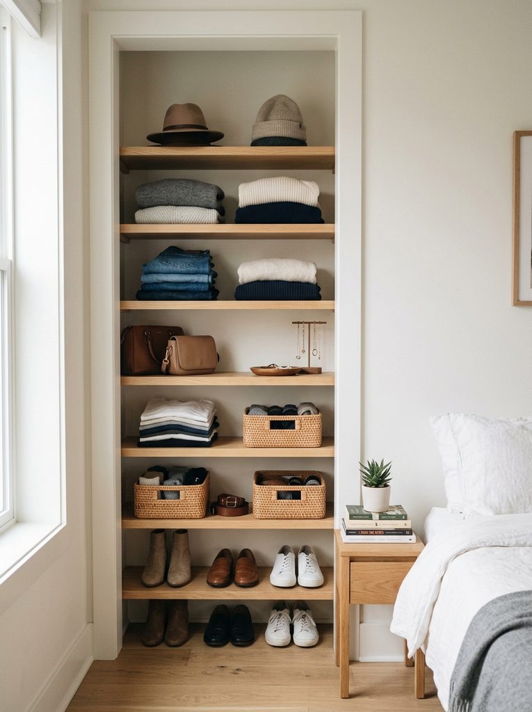 Open Shelving with Shelves in bedroom