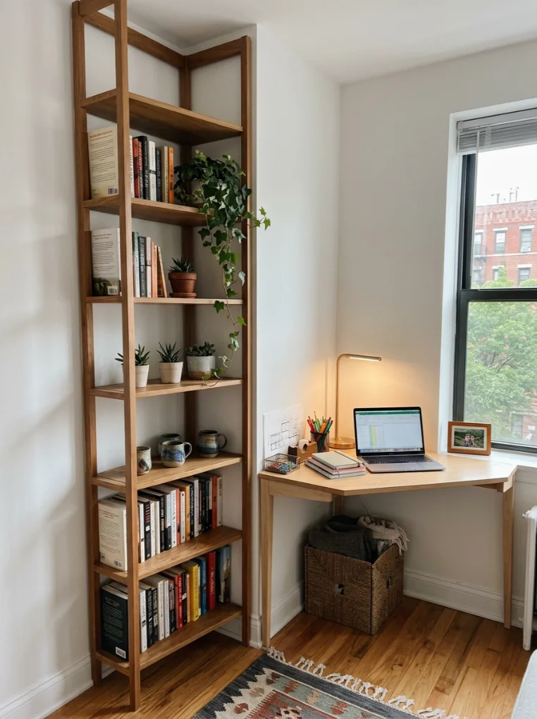 Corner shelf with Small Space Organization