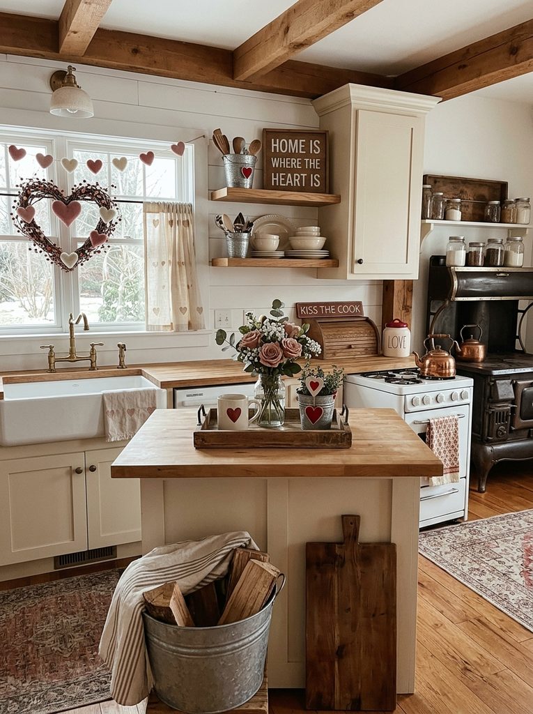 Farmhouse with Valentine Kitchen Decor Ideas