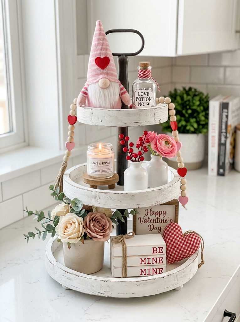 Tiered tray with Valentine Kitchen Decor Ideas