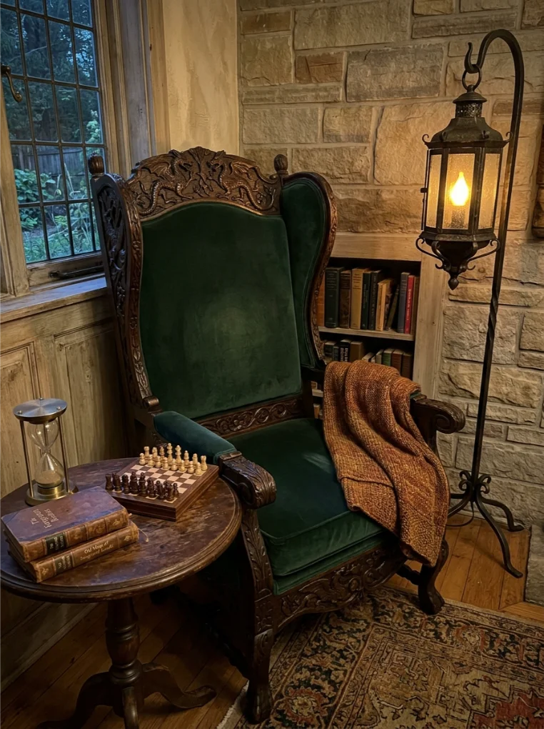 
Reading Nook With a Castle-Style Chair with  Fantasy Medieval Bedroom Ideas