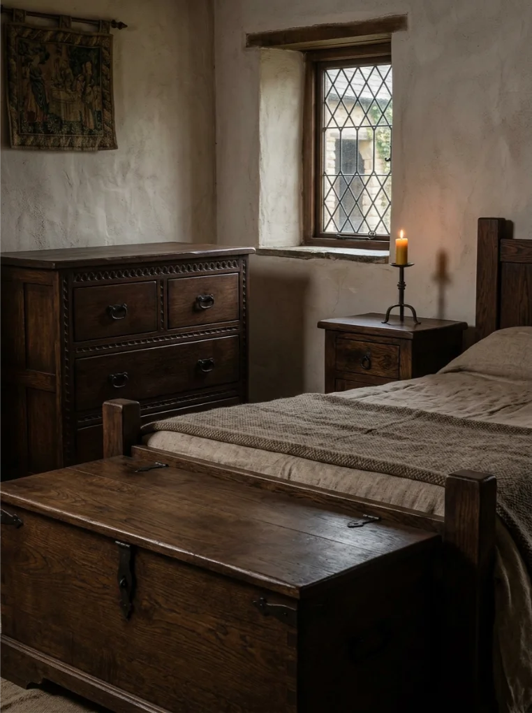  Antique-Style Wooden Furniture with Fantasy Medieval Bedroom Ideas