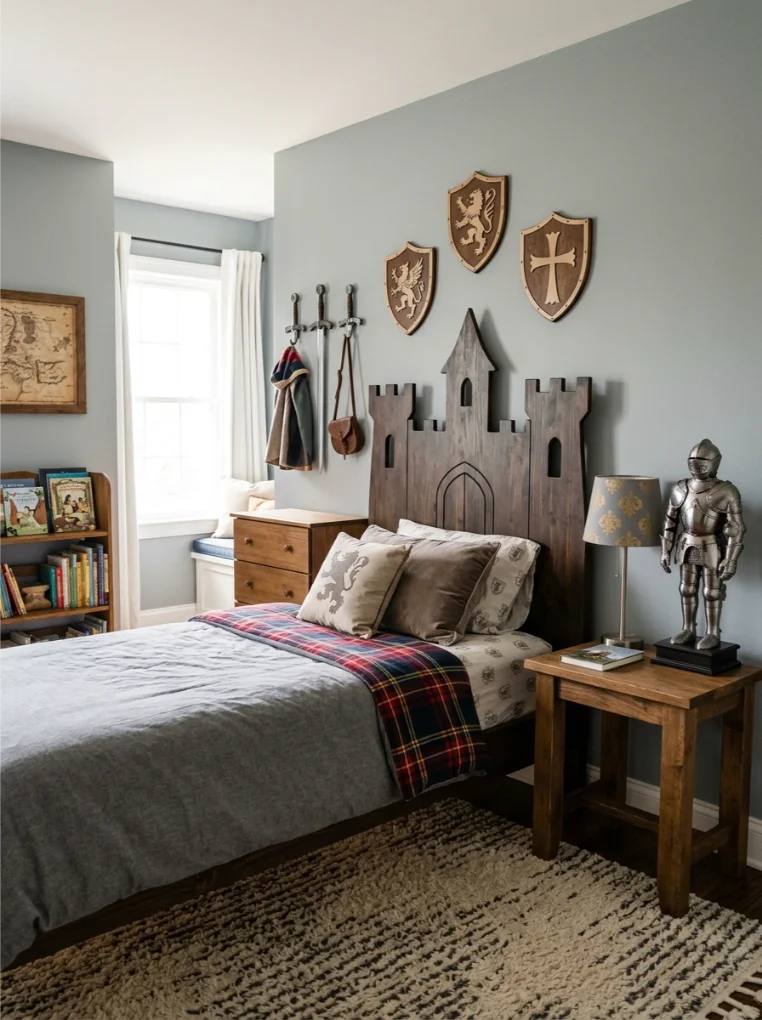A knight-Thmed Bedroom for kids with Fantasy Medieval Bedroom Ideas
