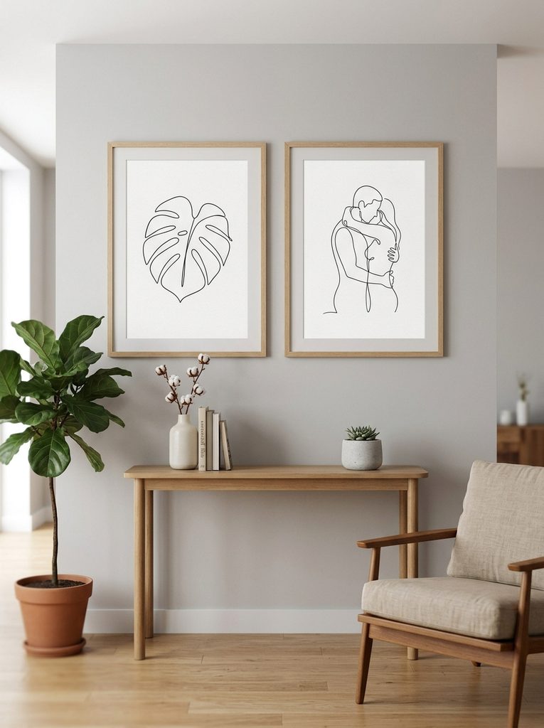 Simple prints with scandinavian home office