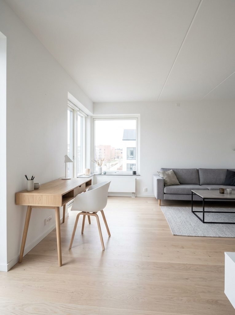 Room divider with scandinavian home office