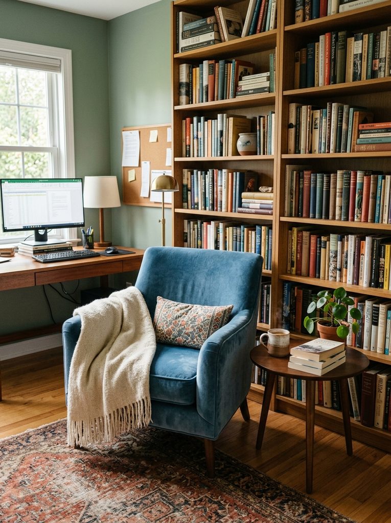 Reading Corner with scandinavian home office