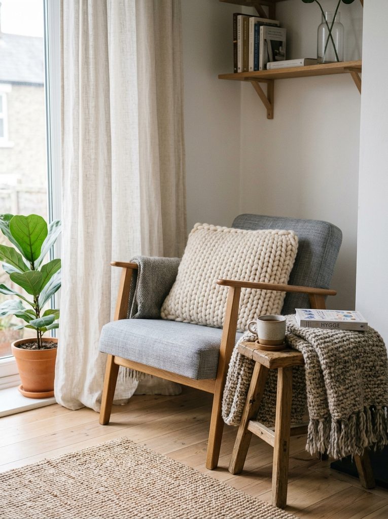 Soft textiles with scandinavian home office