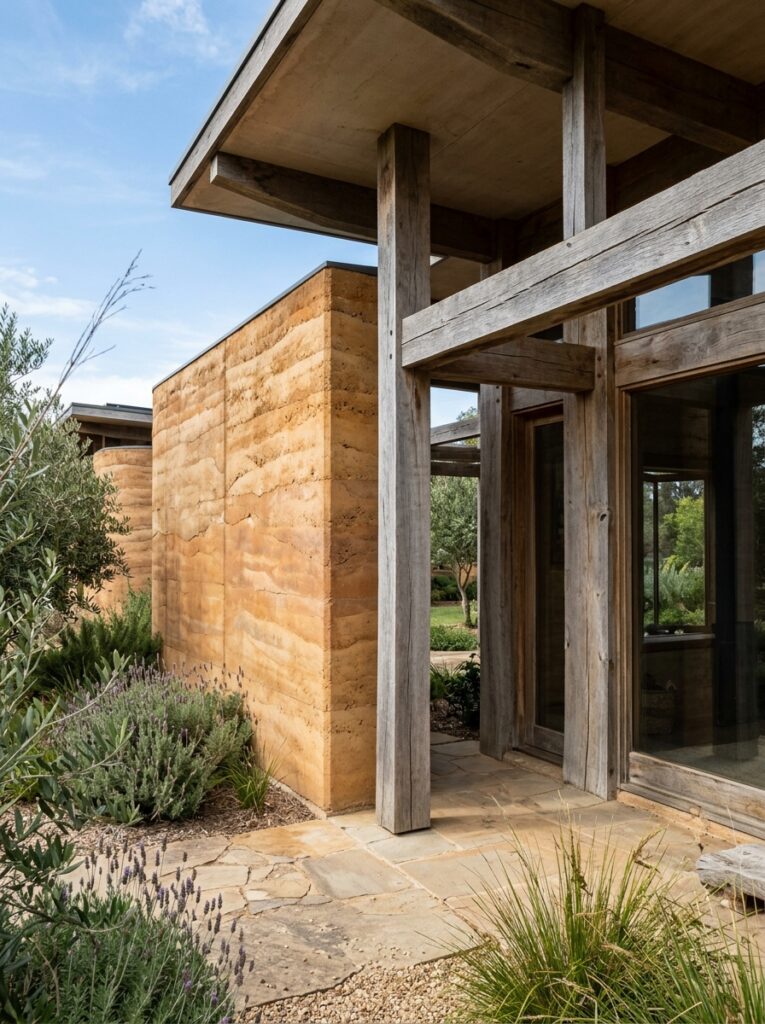 Rammed earth and clay walls