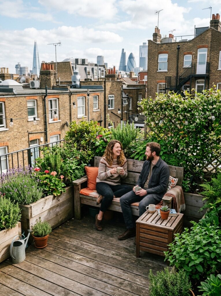 rooftops with seating areas solarpunk architecture designs