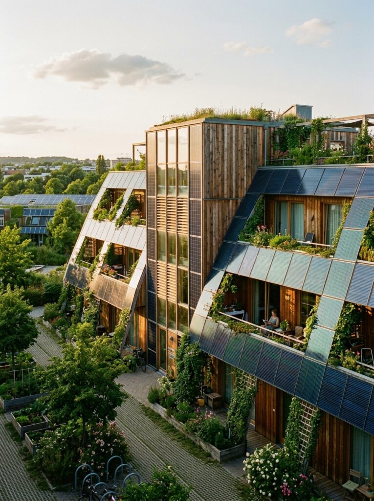 Solar-powered houses solarpunk architecture designs