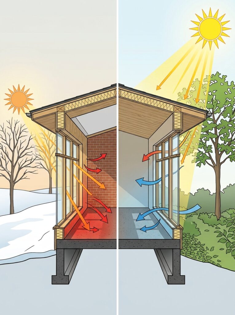 Passive solar design layouts with solarpunk architecture designs