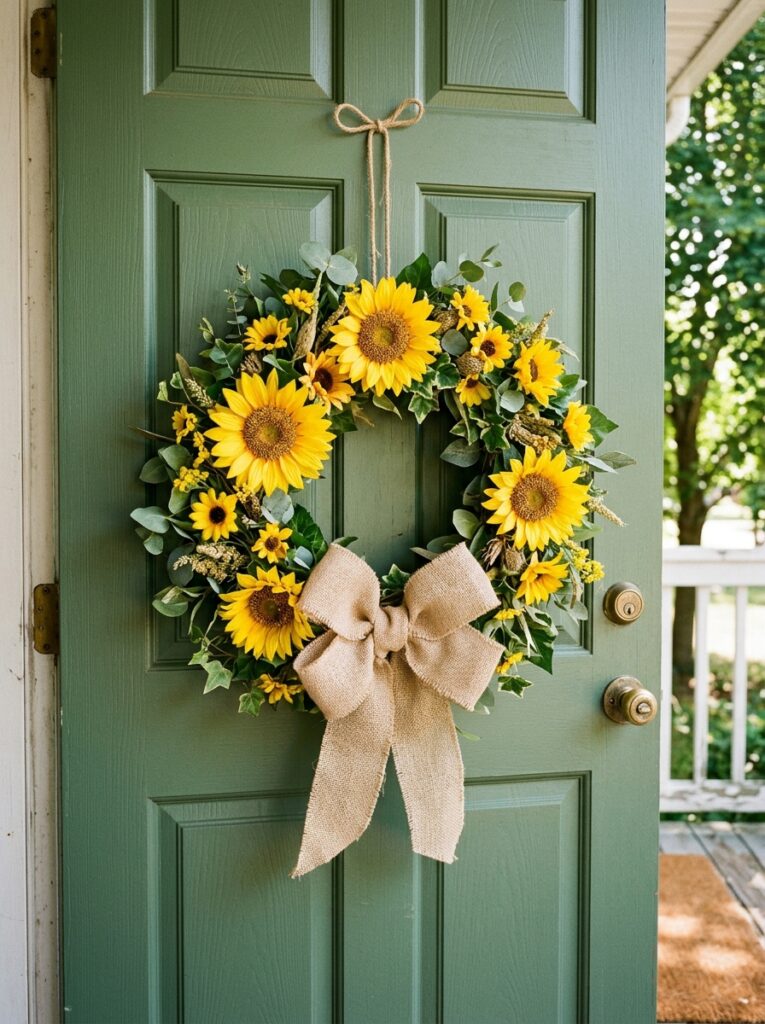 Summer Sunflower front door Wreath