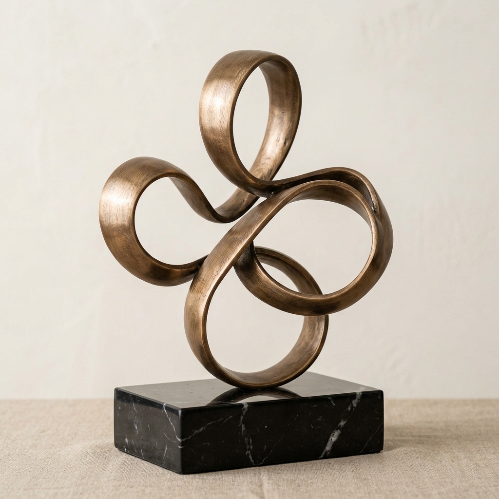 Abstract Bronze Ribbon Sculpture